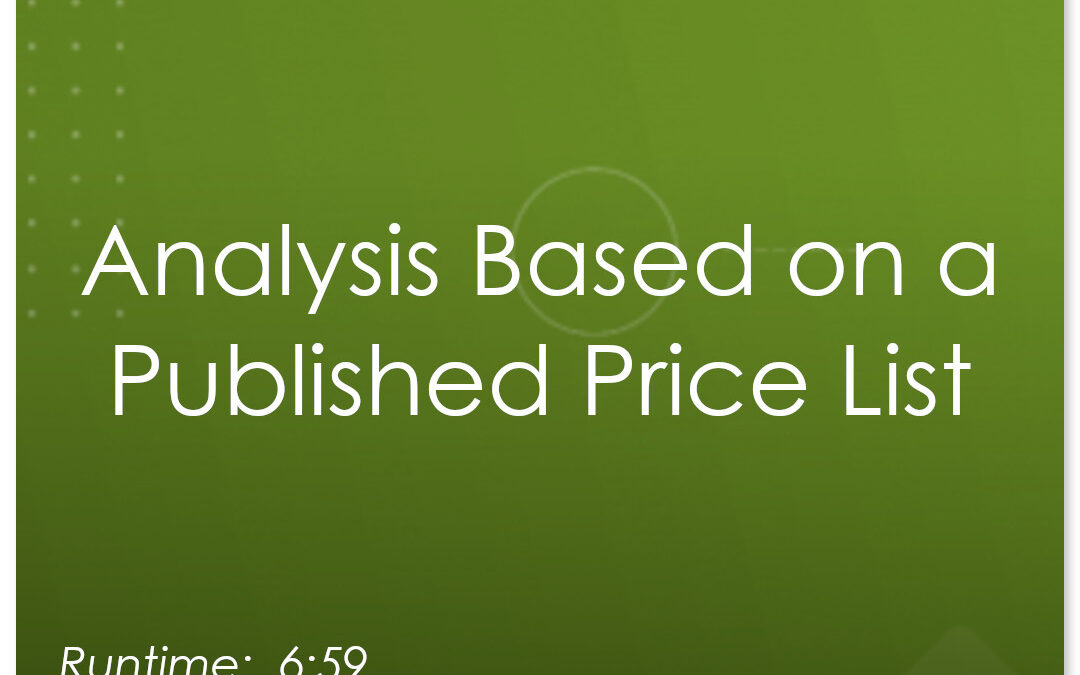 Price Analysis:  Published Price List